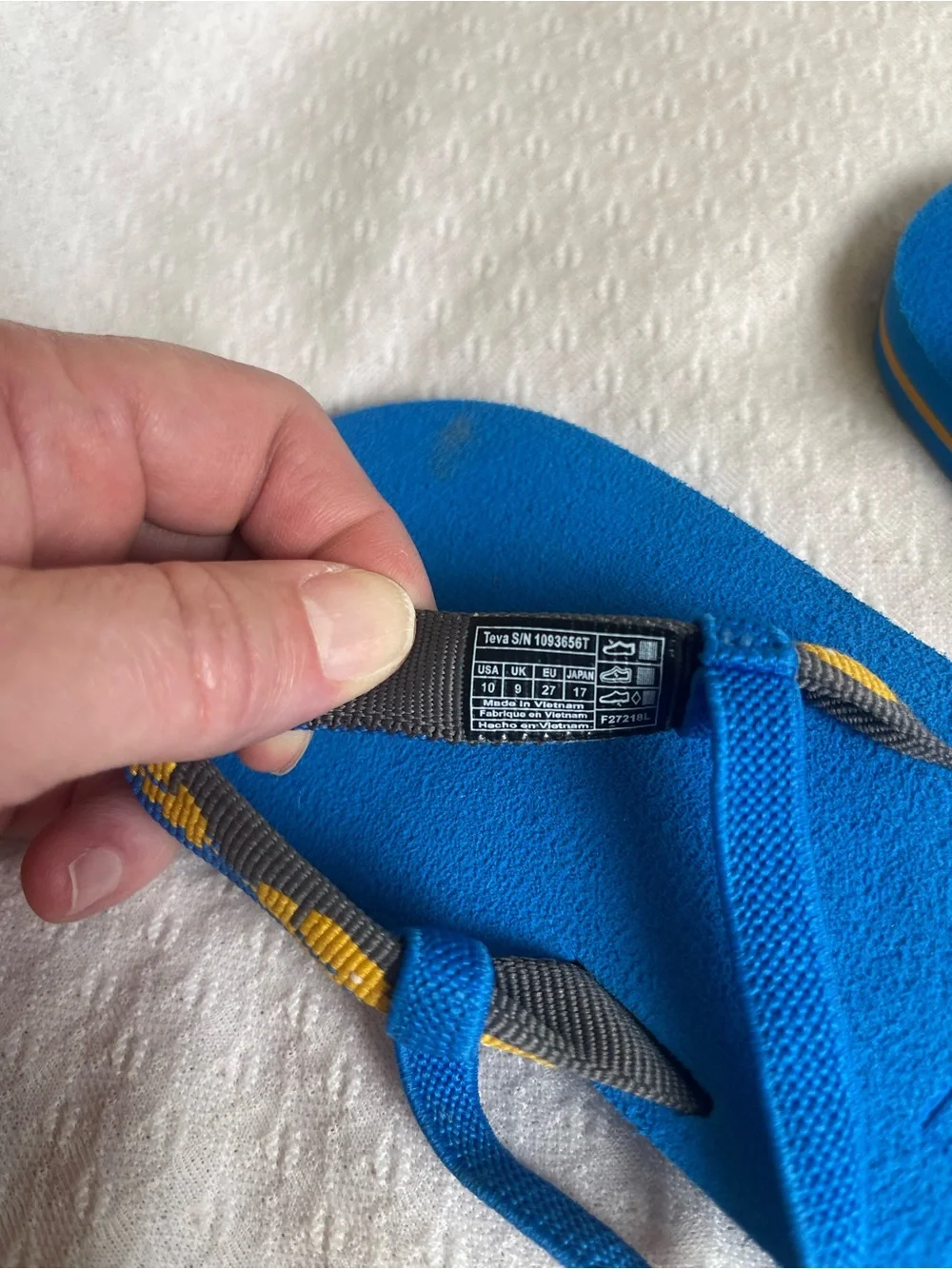 Teva Kids Blue Flip Flops with Yellow Accents